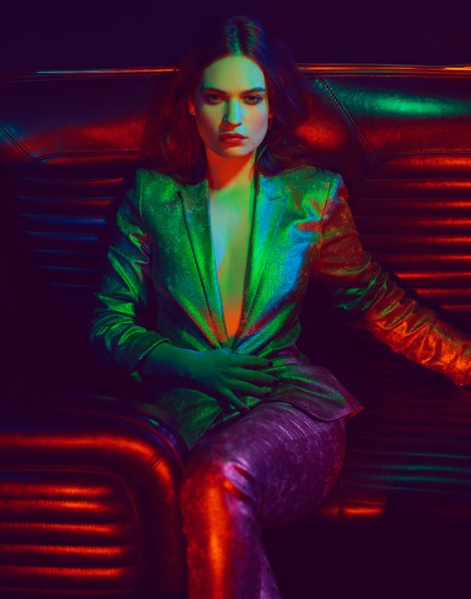 English actress Lily James shot by photography duo Herring & Herring (Dimitri Scheblanov and Jesper Carlsen) for GQ magazine